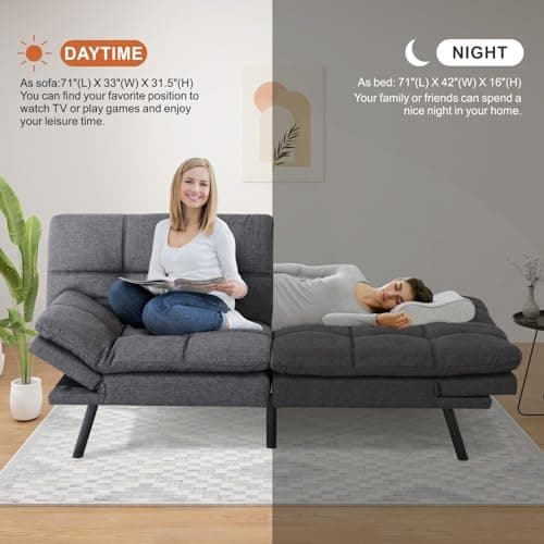 Memory Foam Futon Sofa Bed for Small Spaces