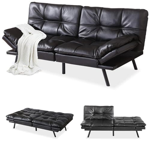Memory Foam Futon Sofa Bed with Adjustable Backrest for Living Room