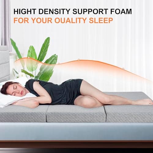 CertiPUR-US 3 Inch Tri-Fold Gel Foam Mattress, Adjustable Softness, Relief for Back Pain