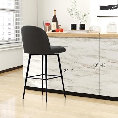 360° Swivel Counter Barstools with Thicken Cushion Back, Set of 2, Black