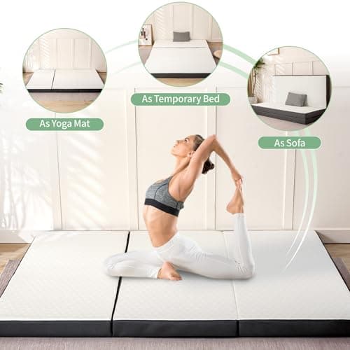 MUUEGM 4 Inch Tri-Fold Memory Foam Mattress with Washable Cover, Single Size