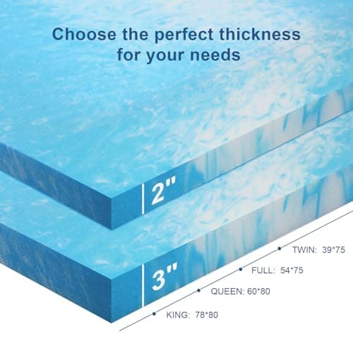 Queen Size Gel Memory Foam Mattress Topper for Back Pain Relief