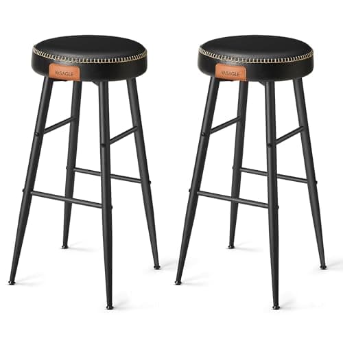 VASAGLE EKHO Collection Mid-Century Modern Bar Stools, Set of 2, Caramel Brown, 30-Inch Tall