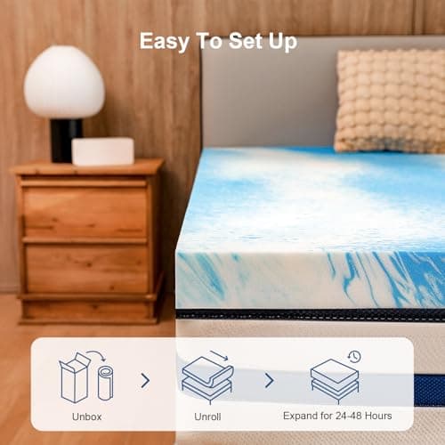 Queen Size Gel Memory Foam Mattress Topper for Back Pain Relief