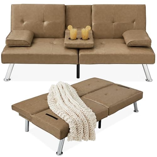 Best Choice Products Black Modern Convertible Futon with Adjustable Sleeper and Removable Arms