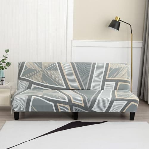 ELEOPTION Full Size Stretch Slipcover for Armless Sofa Bed Black/White