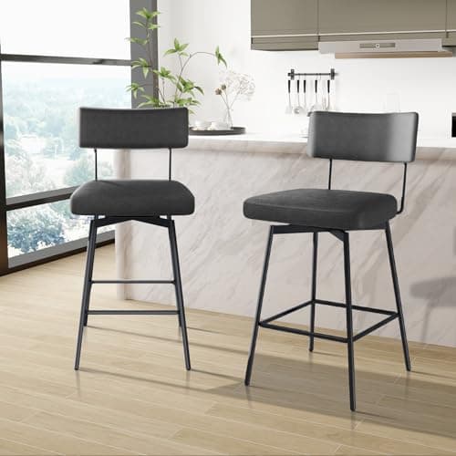 Swivel Counter Barstools, Set of 2, Black