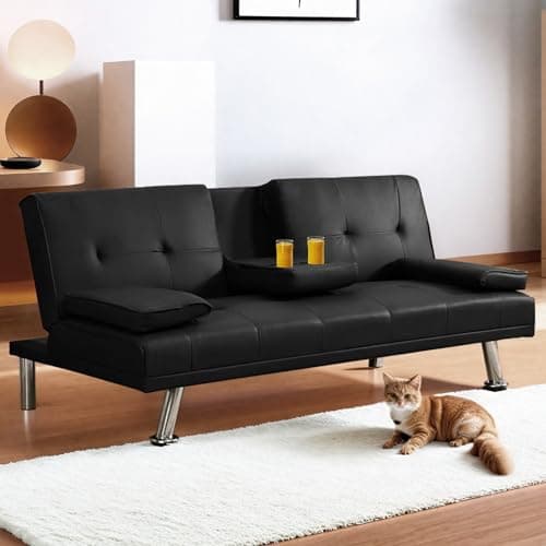 FLEXISPOT XCT3 Futon Sofa Bed with USB Charging, Adjustable Backrest, Folding Loveseat