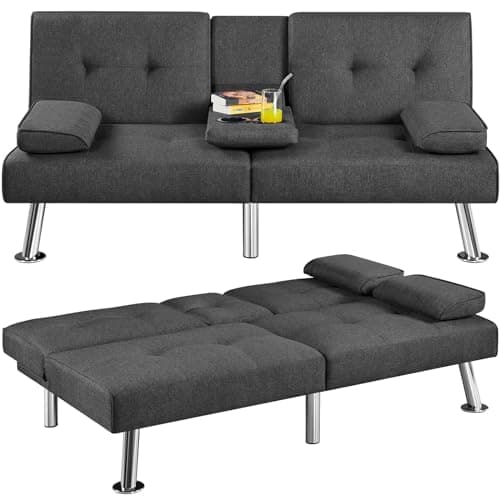 Yaheetech Convertible Sofa Bed Aqua Blue, 772lb Capacity, 3 Angles Recliner
