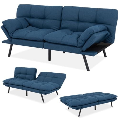MUUEGM Light Grey Memory Foam Futon Sofa Bed Couch
