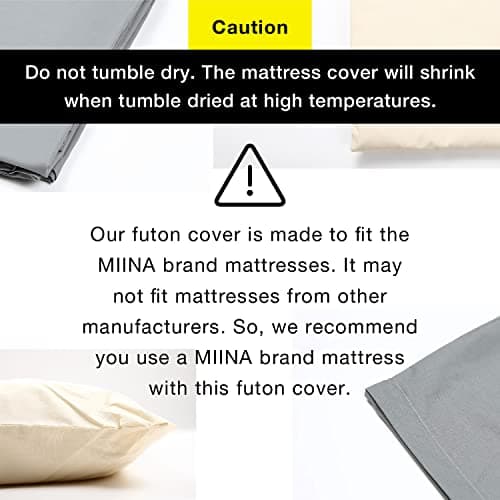 MIINA 100% Cotton Futon Cover, Twin, Gray