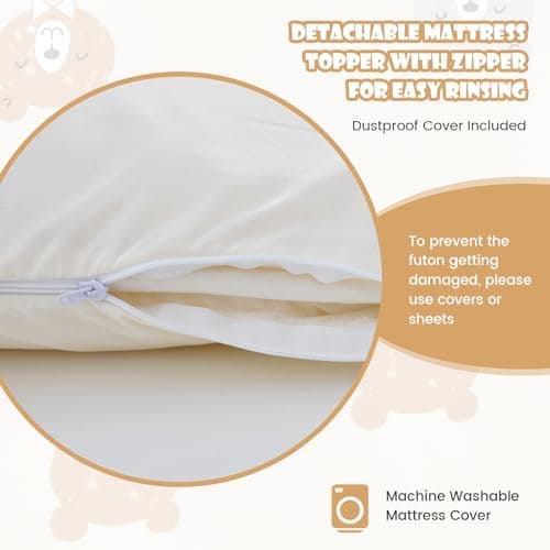 Giantex Roll-Up Japanese Tatami Mattress with Washable Cover & Carry Bag, Queen Size, Portable for Camping & Dormitories