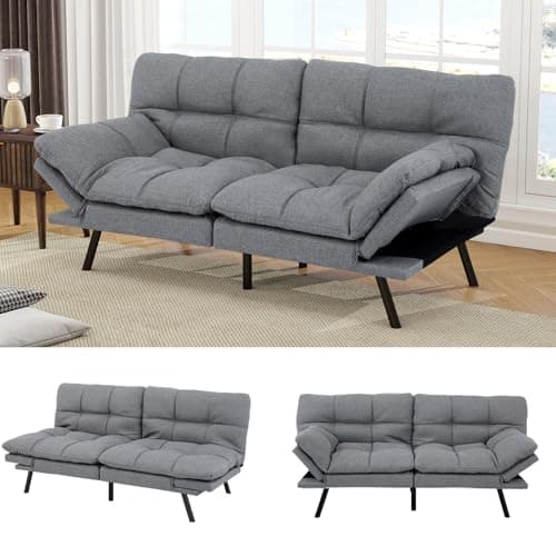 MUUEGM Brown Faux Leather Recliner Sofa Bed for Small Spaces