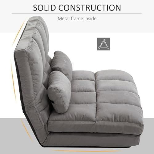 Dark Gray Convertible Floor Sofa Bed with Adjustable Backrest