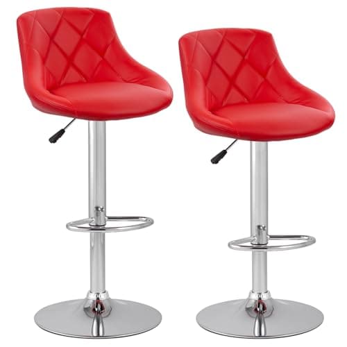 PayLessHere Modern PU Leather Bar Stools, Height Adjustable, Black