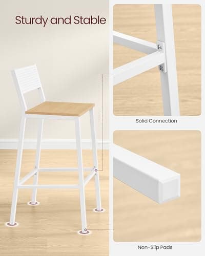 VASAGLE Oak Beige and White Bar Stool Set ULBC070W09