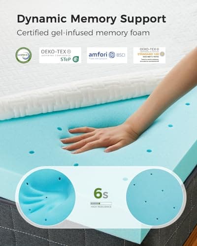 PERLECARE 2" Cooling Bamboo Memory Foam Mattress Topper for Back Pain