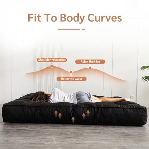 YOSHOOT Full Size 8 Inch Thick Futon Mattress, Black, 54"x75", Medium Firm