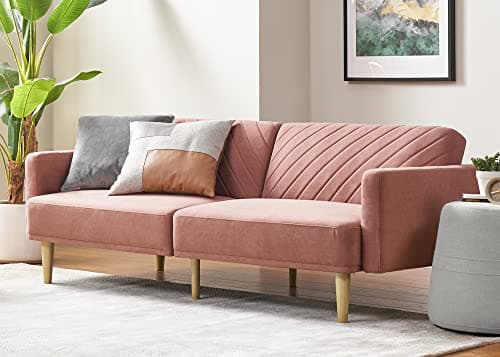 Mopio Olive Green Premium Velvet Futon Sofa Bed