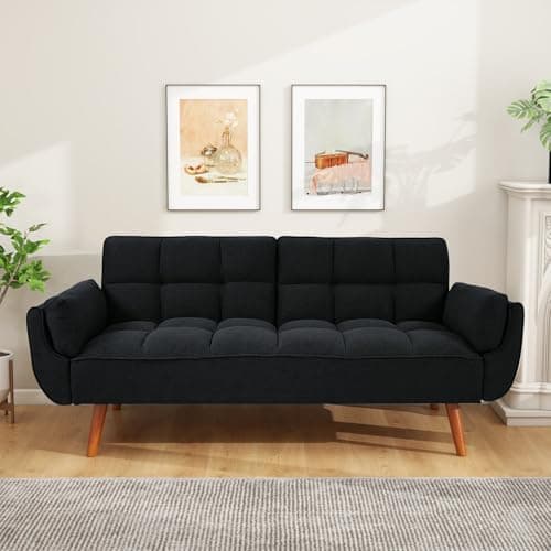 Fangflower Velvet Futon Sofa Bed with Adjustable Backrest