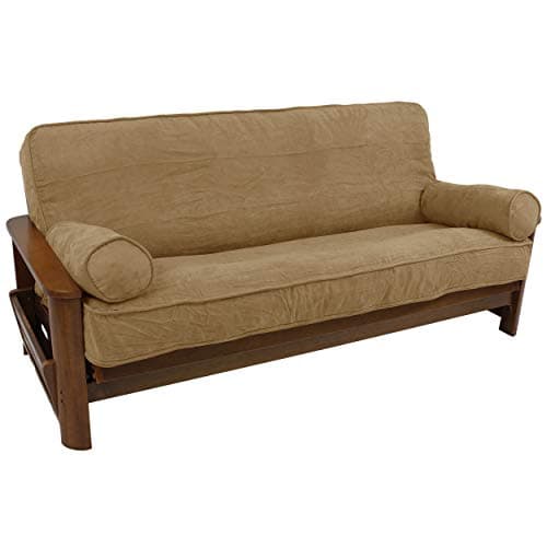 Steel Grey Solid Microsuede Futon Cover Set with Bolsters (Full, 3pcs)