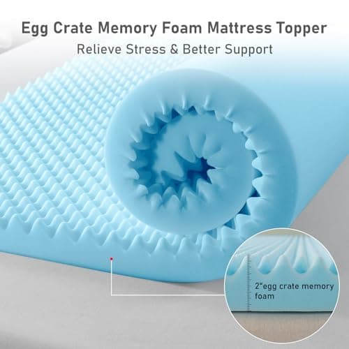2 Inch Memory Foam Mattress Topper for Queen Size Bed, Breathable Cover for Back Pain Relief - CertiPUR-US Certified