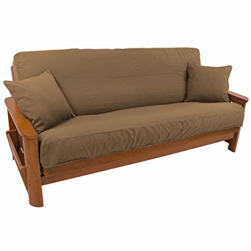 Blazing Needles Full Size Black 8" to 9" Futon Cover Set with 2 Throw Pillows