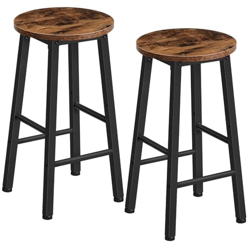 HOOBRO Industrial Rustic Brown & Black Bar Stool Set of 2, Counter Height