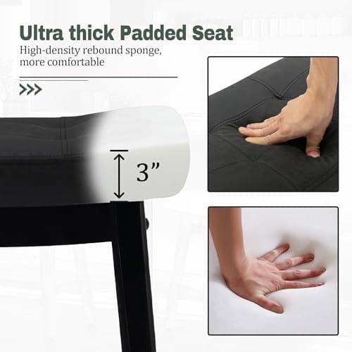 Black Counter Height Bar Stools Set of 2 for Kitchen Counter