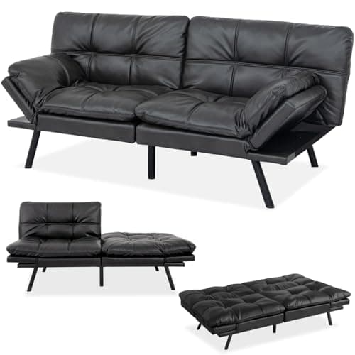 MUUEGM Light Grey Memory Foam Futon Sofa Bed Couch