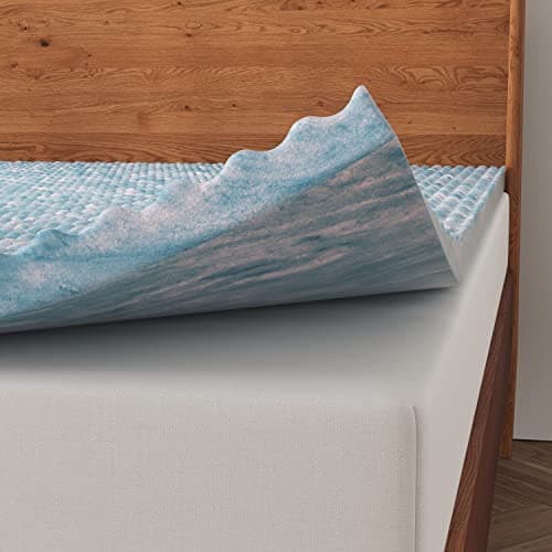 NapQueen 1.5 Inch Cooling Gel Memory Foam Mattress Topper, Twin, Blue
