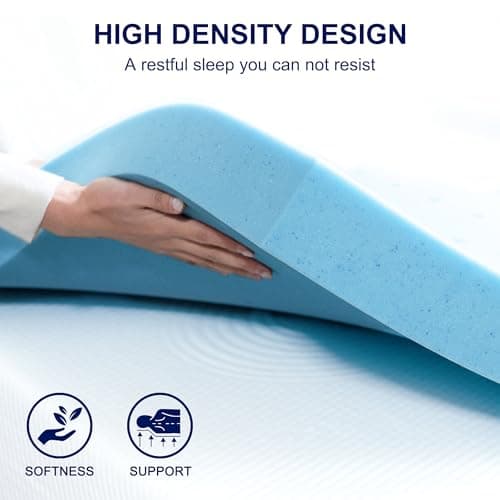 SUBRTEX Ventilated Gel Infused Queen Mattress Topper Blue CertiPUR-US Certified