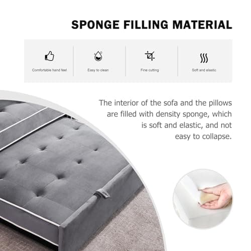 3 in 1 Pull-Out Sofa Bed with Adjustable Backrest - Grey