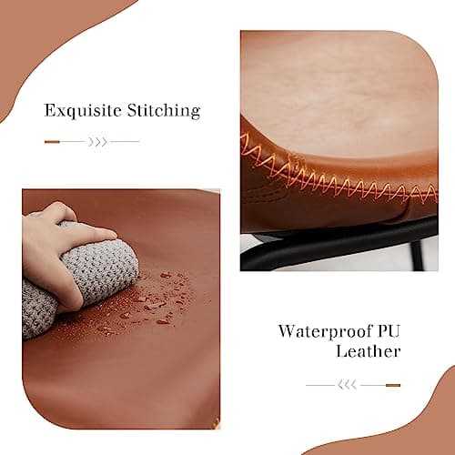 DUMOS 26 Inch Bar Stools, Elegant Brown, Modern Faux Leather with Back