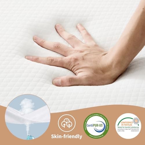 DUMOS 4" Tri-Fold Memory Foam Foldable Mattress, 80"×60"×4", White