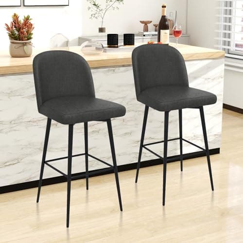 360° Swivel Counter Barstools with Thicken Cushion Back, Set of 2, Black