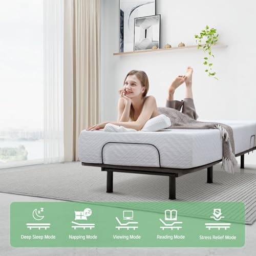 Adjustable Bed Base Queen with Memory Foam Mattress and Smart Features