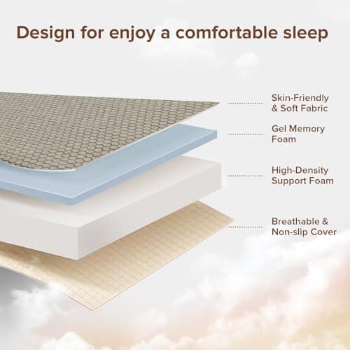 Portable Memory Foam Mattress - Single, 4 Inch Foldable, Washable Cover, Handle, Non-Slip Bottom, RV, Travel, Camping, Y