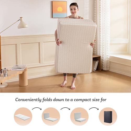 MLILY 3-inch Tri-Fold Single Memory Foam Mattress, White