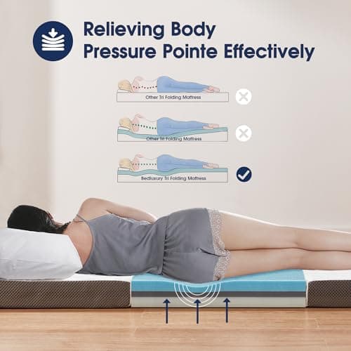 BedLuxury Portable Memory Foam Tri-Fold Mattress - Full Size with Storage Bag