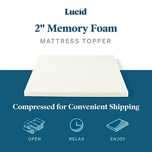 LUCID 2 Inch Hypoallergenic Ventilated Mattress Topper - Queen