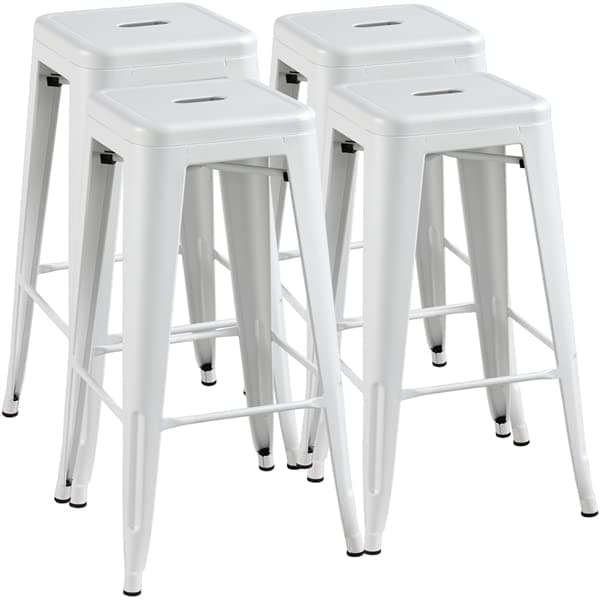 Yaheetech 24 Inch Outdoor Stackable Metal Bar Stool Set Black