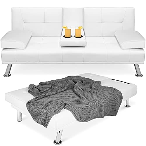 Best Choice Products Black Modern Convertible Futon with Adjustable Sleeper and Removable Arms