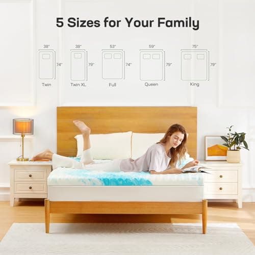 Marsail 2-inch Gel Memory Foam Mattress Topper, 5-Zone Support, Ventilated Design, CertiPUR-US Certified