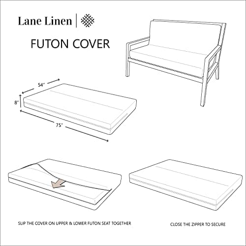 LANE LINEN Full Size Dark Grey 100% Cotton Futon Slipcover