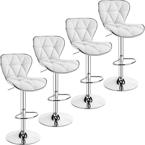 Yaheetech Stylish Grey Adjustable PU Leather Bar Stools, Counter Height, Set of 2