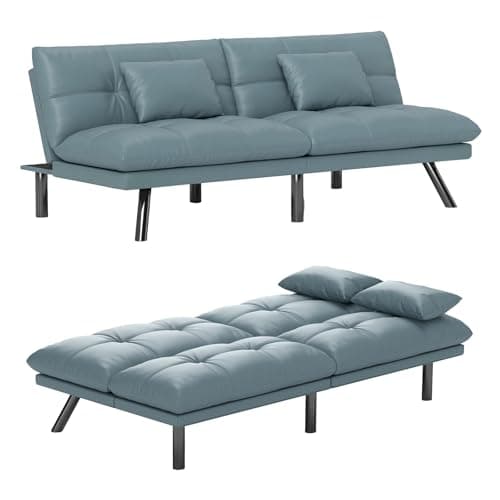 70 Inch Water-Resistant Deep Green Futon Couch Bed for Living Room