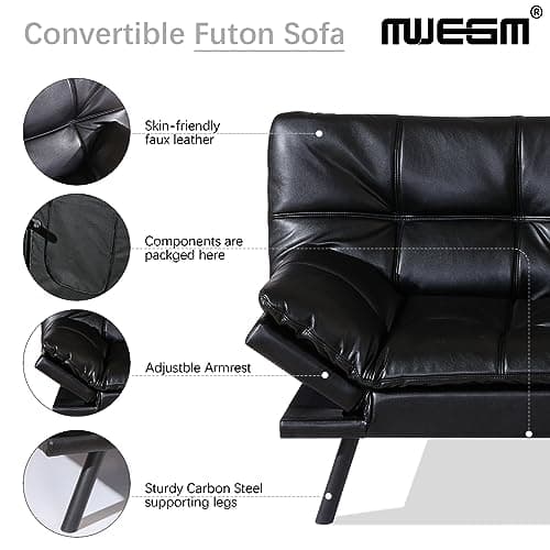 Memory Foam Convertible Futon Sofa Bed, Modern Folding Love Seat for Living Room, Compact Space, Apartment, Office, Dorm - Grey