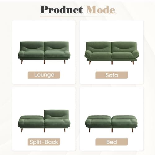 Homall Green Corduroy Futon Sofa Bed with Adjustable Backrest