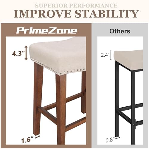 PrimeZone Beige Counter Height Bar Stools Set of 2